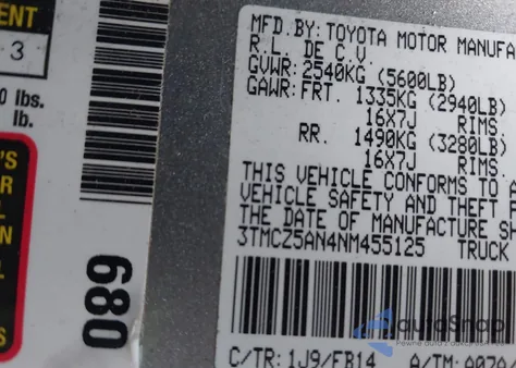2022 Toyota Tacoma Sr V6 from USA, damaged, VIN 3TMCZ5AN4NM455125